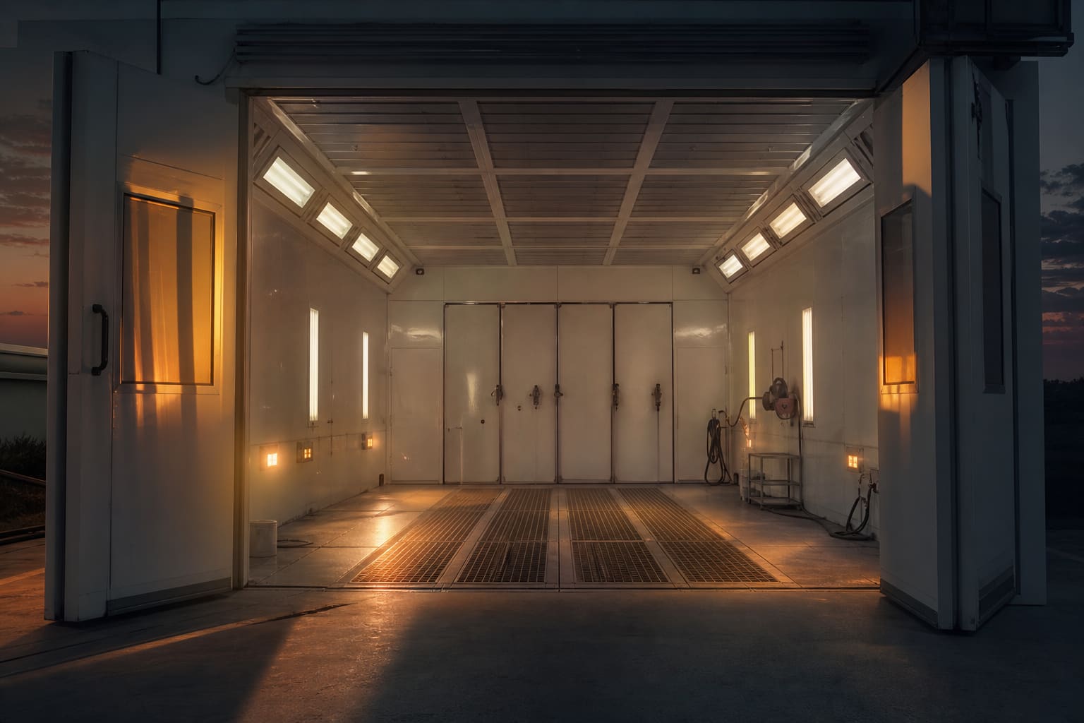 Professional automotive paint spray booth interior